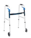 The Deluxe Trigger Release Folding Walker with 5" Wheels by Drive Medical has a composite trigger release mechanism that closes the walker without the hands ever leaving the soft, contoured grips of the walker. Made of lightweight aluminum, the walker comes with 5" casters, rear glide caps and glide covers.