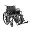 McKesson Wheelchair with 20"W seat and padded removable desk length arms is available in front rigging configurations, comes in an attractive, easy to maintain, powder coated, silver vein finish, and a steel frame for durability.