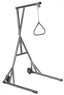 This Free-Standing Silvery Vein Trapeze with Wheels 13039SV from Drive Medical is designed to assist larger individuals with changing positions while in bed, as well as assist with transfers from bed to chairs. The 13039SV is unique in that it includes wheels to make positioning the trapeze easy to position and relocate.