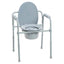 Drive Folding Steel Commode can be used in any room with included & removable bucket, or position over commode. Secure, Height Adjustable & convenient padded armrests.
