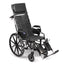Invacare's Tracer SX5 Recliner wheelchair features a carbon steel frame, a heavy-duty inner liner to keep the seat and back from stretching and urethane rear tires mounted on "no flex" wheels. Recline range is 90 to 110 degrees. Built to last with a dual-axle for conversion to hemi-height. Available with seat dimensions 18"W by 16"D or 16"W by 16"D.