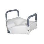Elevated Raised Standard Toilet Seat w/ Removable Padded Arms - 5 Inch, 300 Lbs. Capacity