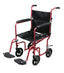 Deluxe Fly-Weight Aluminum Transport Wheelchair with Removable Wheels - Red