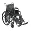 The Silver Sport 2 Wheelchair by Drive Medical, available in a variety of arm style and front riggings, comes in an attractive, easy to maintain, powder coated, silver vein finish, and a steel frame for durability.