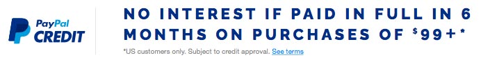 PayPal Credit banner promoting No Interest purchase if paid in full in 6 months